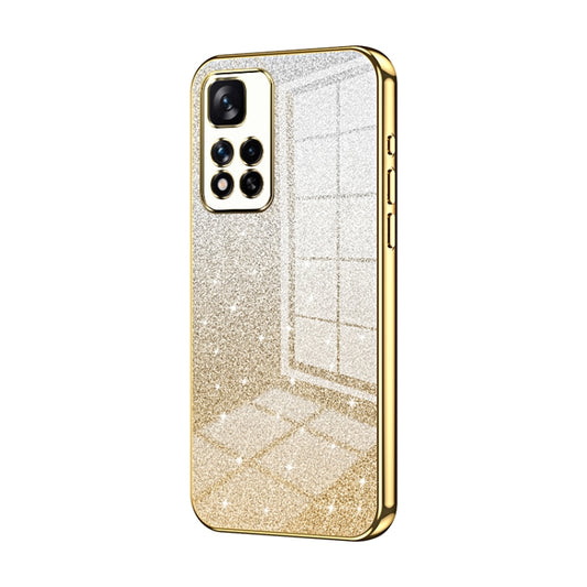 For Xiaomi Redmi Note 11 Pro+ 5G Gradient Glitter Powder Electroplated Phone Case(Gold) - Xiaomi Cases by buy2fix | Online Shopping UK | buy2fix