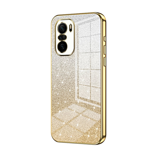 For Xiaomi Redmi K40 / K40 Pro / K40 Pro+ Gradient Glitter Powder Electroplated Phone Case(Gold) - Xiaomi Cases by buy2fix | Online Shopping UK | buy2fix