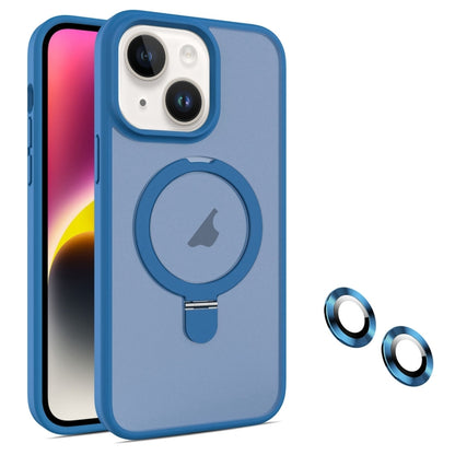 For iPhone 14 Plus MagSafe Magnetic Holder Phone Case(Blue) - iPhone 14 Plus Cases by buy2fix | Online Shopping UK | buy2fix