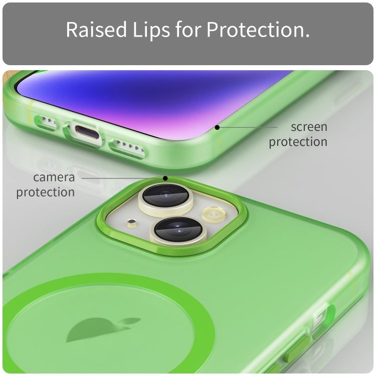 For iPhone 14 MagSafe Frosted Translucent TPU + PC Full Coverage Phone Case(Green) - iPhone 14 Cases by buy2fix | Online Shopping UK | buy2fix