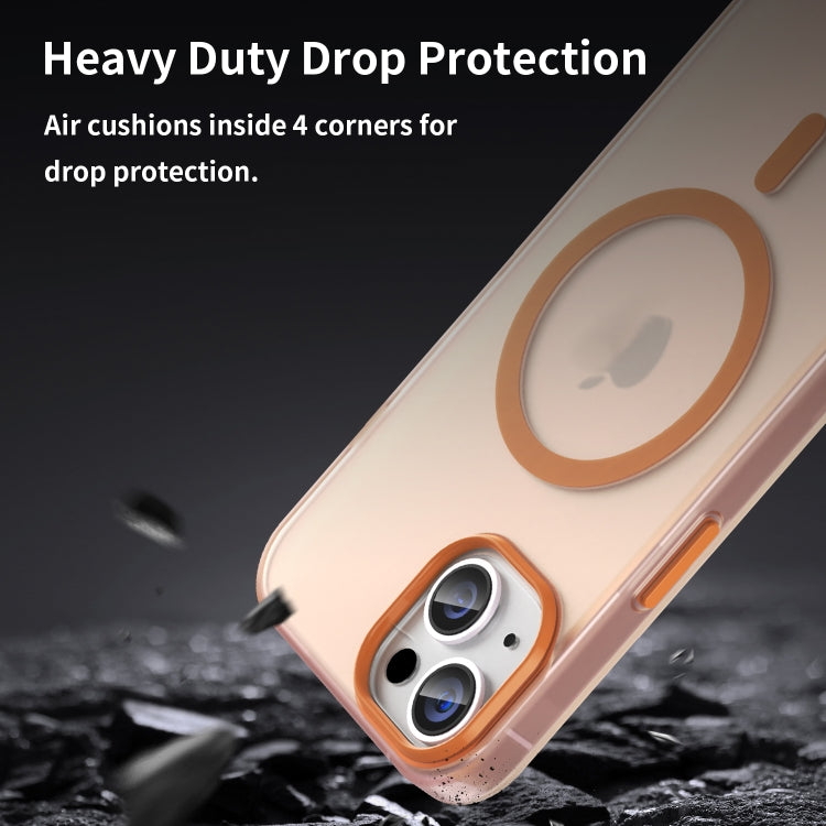 For iPhone 14 Plus MagSafe Frosted Translucent TPU + PC Full Coverage Phone Case(Orange) - iPhone 14 Plus Cases by buy2fix | Online Shopping UK | buy2fix