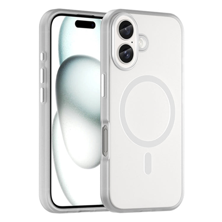 For iPhone 16 MagSafe Frosted Translucent TPU + PC Full Coverage Phone Case(White) - iPhone 16 Cases by buy2fix | Online Shopping UK | buy2fix