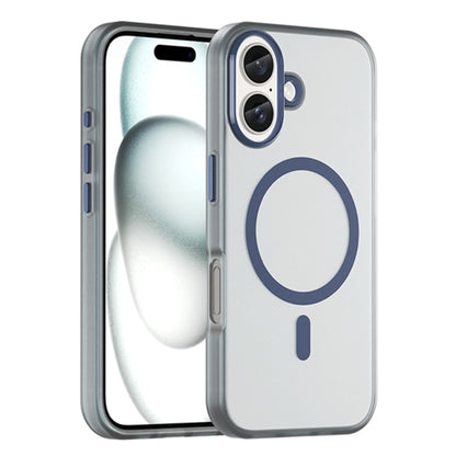 For iPhone 16 MagSafe Frosted Translucent TPU + PC Full Coverage Phone Case(Dark Blue) - iPhone 16 Cases by buy2fix | Online Shopping UK | buy2fix