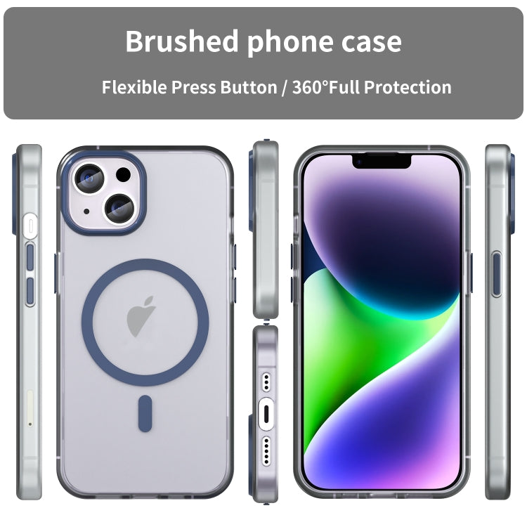 For iPhone 16 MagSafe Frosted Translucent TPU + PC Full Coverage Phone Case(Dark Blue) - iPhone 16 Cases by buy2fix | Online Shopping UK | buy2fix