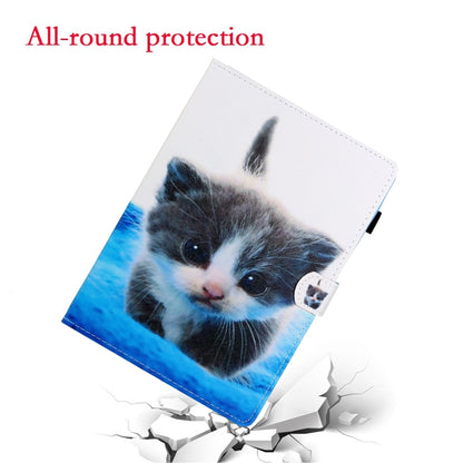 For Lenovo Tab M11/ Xiaoxin Pad 11 2024 Coloured Drawing Stitching Smart Leather Tablet Case(Blue White Cat) - Lenovo by buy2fix | Online Shopping UK | buy2fix