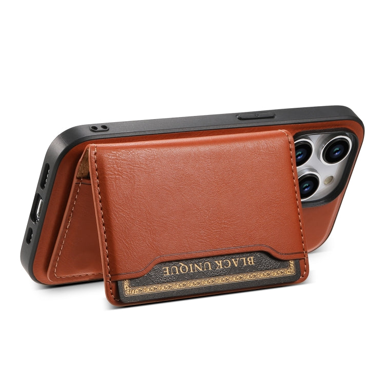 For iPhone 12 Denior Cowhide Texture Leather MagSafe Detachable Wallet Phone Case(Brown) - iPhone 12 / 12 Pro Cases by Denior | Online Shopping UK | buy2fix