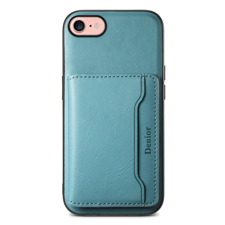 For iPhone SE 2022/2020/8/7 Denior Cowhide Texture Leather MagSafe Detachable Wallet Phone Case(Blue) - iPhone SE 2022 / 2020 / 8 / 7 Cases by Denior | Online Shopping UK | buy2fix