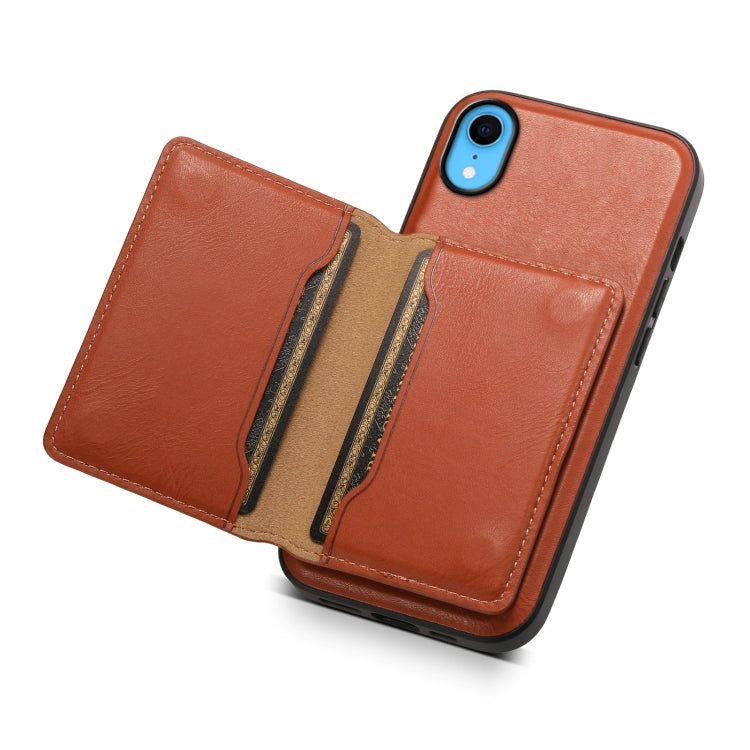 For iPhone XR Denior Cowhide Texture Leather MagSafe Detachable Wallet Phone Case(Brown) - More iPhone Cases by Denior | Online Shopping UK | buy2fix