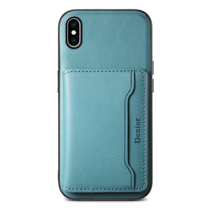 For iPhone XS Max Denior Cowhide Texture Leather MagSafe Detachable Wallet Phone Case(Blue) - More iPhone Cases by Denior | Online Shopping UK | buy2fix