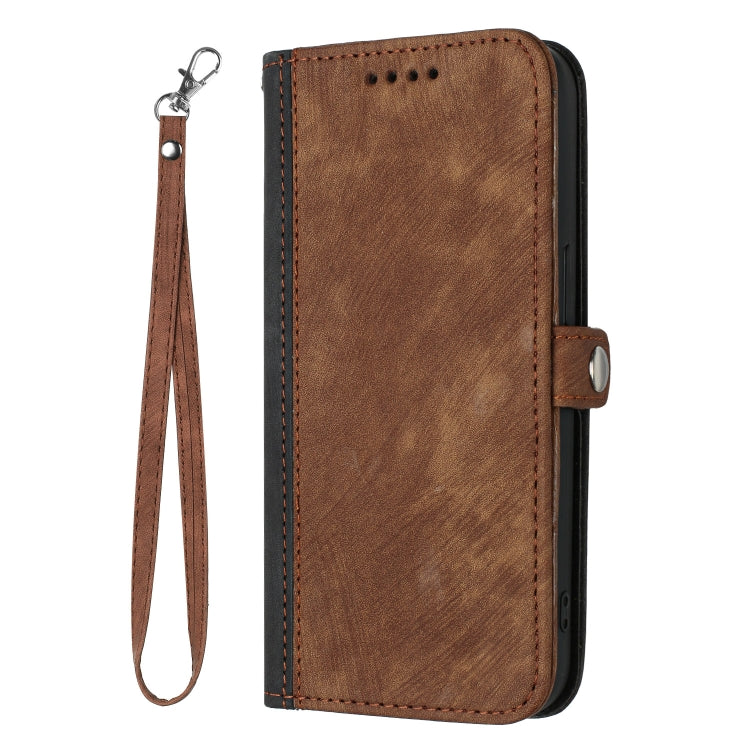 For Xiaomi Redmi K70 Side Buckle Double Fold Hand Strap Leather Phone Case(Brown) - K70 Cases by buy2fix | Online Shopping UK | buy2fix