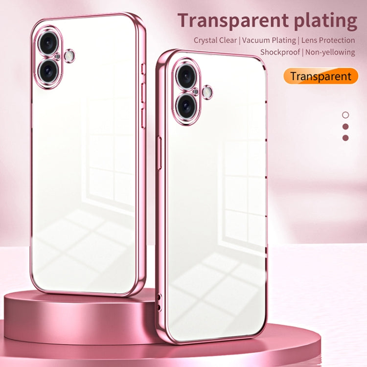 For iPhone 16 Plus Transparent Plating Fine Hole Phone Case(Black) - iPhone 16 Plus Cases by buy2fix | Online Shopping UK | buy2fix