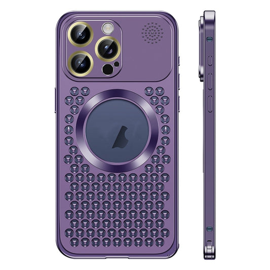 For iPhone 13 Pro Max Spring Buckle MagSafe Magnetic Metal Aromatherapy Phone Case(Purple) - iPhone 13 Pro Max Cases by buy2fix | Online Shopping UK | buy2fix