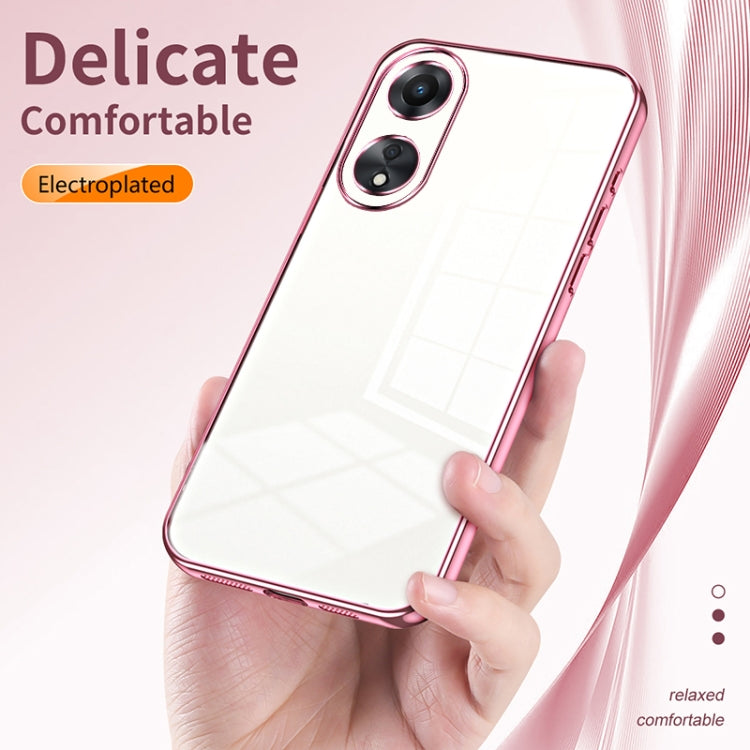 For OPPO A58 5G / A58x 5G Transparent Plating Fine Hole Phone Case(Gold) - OPPO Cases by buy2fix | Online Shopping UK | buy2fix