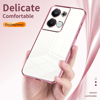 For OPPO Reno9 Pro+ Transparent Plating Fine Hole Phone Case(Gold) - OPPO Cases by buy2fix | Online Shopping UK | buy2fix