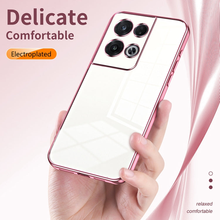 For OPPO Reno8 Pro Transparent Plating Fine Hole Phone Case(Pink) - OPPO Cases by buy2fix | Online Shopping UK | buy2fix