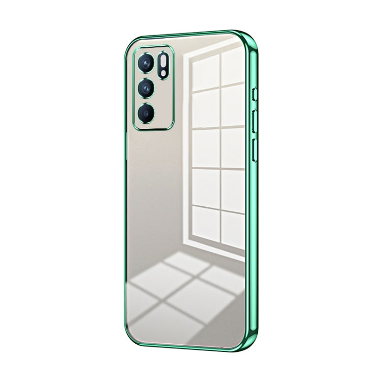 For OPPO Reno6 Indian / Malay Transparent Plating Fine Hole Phone Case(Green) - OPPO Cases by buy2fix | Online Shopping UK | buy2fix