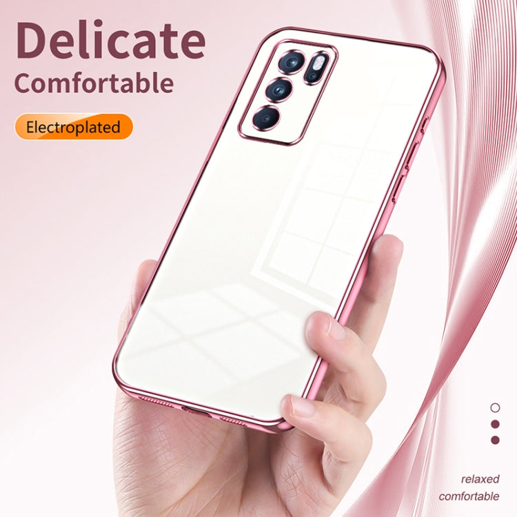 For OPPO Reno6 Pro Indian  Transparent Plating Fine Hole Phone Case(Pink) - OPPO Cases by buy2fix | Online Shopping UK | buy2fix