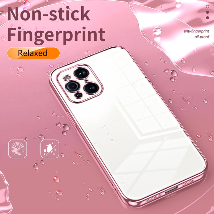 For OPPO Find X3 / Find X3 Pro Transparent Plating Fine Hole Phone Case(Pink) - OPPO Cases by buy2fix | Online Shopping UK | buy2fix
