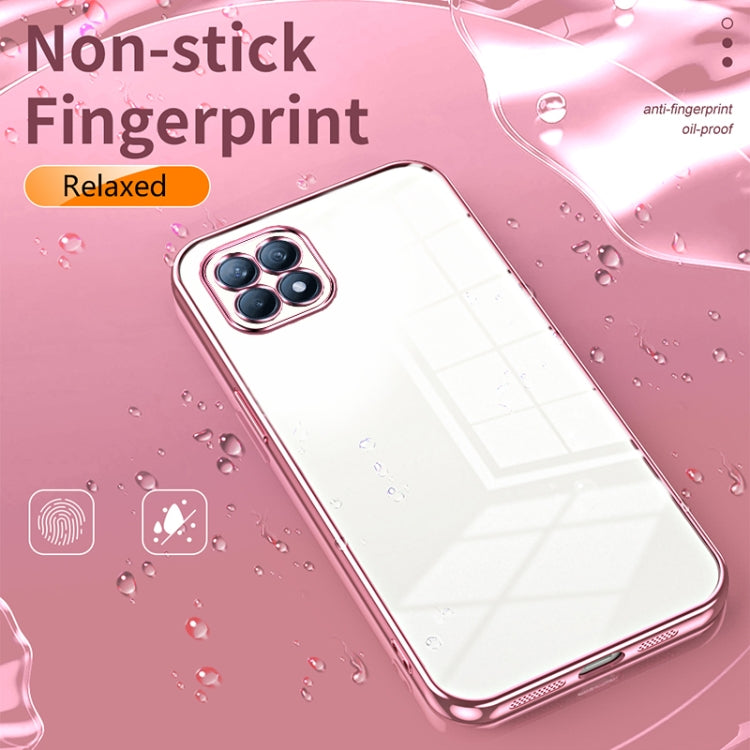 For OPPO Reno4 SE Transparent Plating Fine Hole Phone Case(Blue) - OPPO Cases by buy2fix | Online Shopping UK | buy2fix