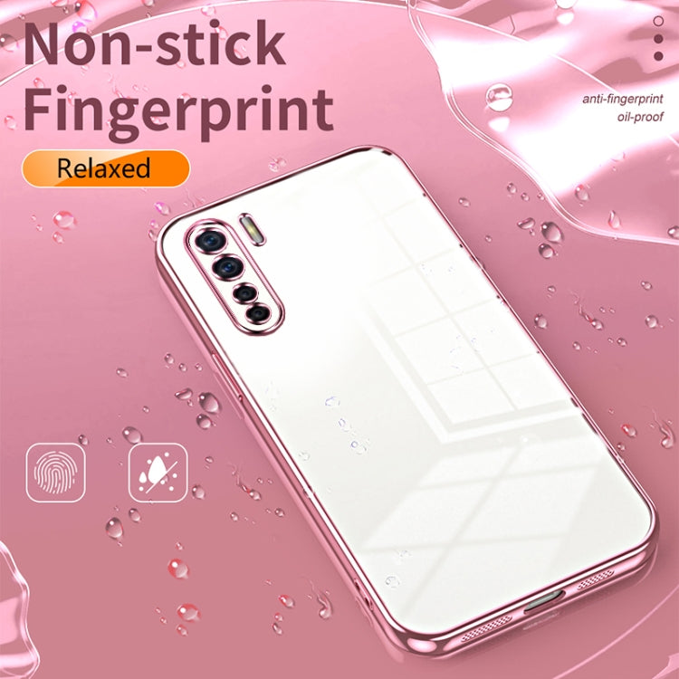 For OPPO Reno3 4G / F15 / A91 Transparent Plating Fine Hole Phone Case(Pink) - OPPO Cases by buy2fix | Online Shopping UK | buy2fix