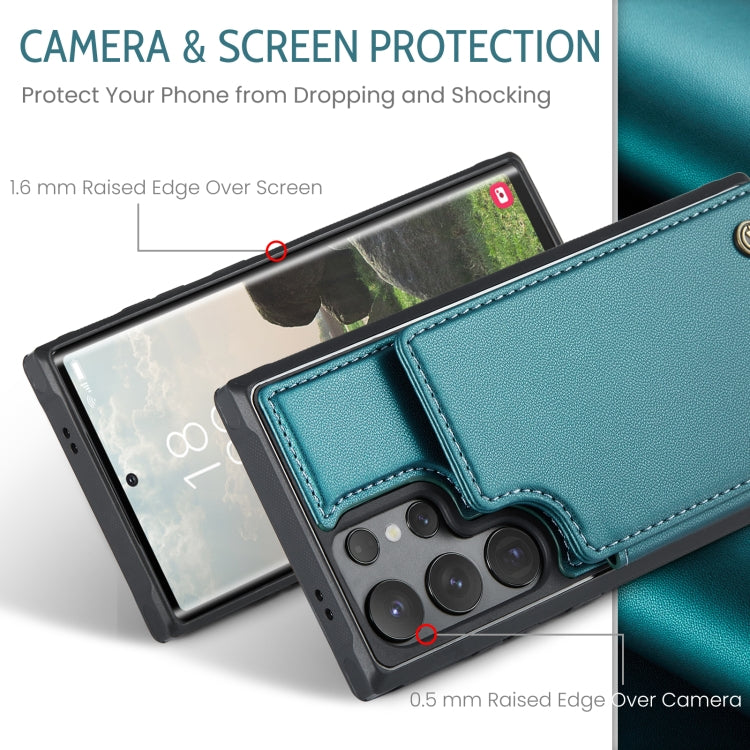 For Samsung Galaxy S24 Ultra 5G CaseMe C22 PC+TPU Business Style RFID Anti-theft Leather Phone Case(Blue Green) - Galaxy S24 Ultra 5G Cases by CaseMe | Online Shopping UK | buy2fix