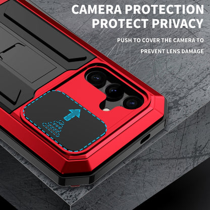 For Samsung Galaxy S24 5G R-JUST Sliding Camera Life Waterproof Holder Phone Case(Red) - Galaxy S24 5G Cases by R-JUST | Online Shopping UK | buy2fix