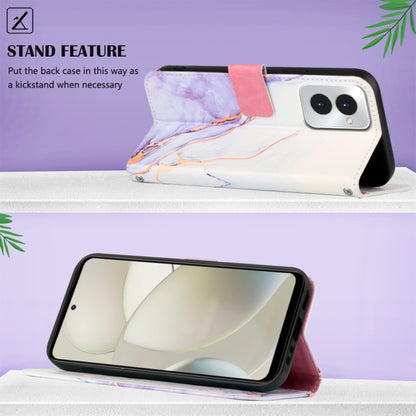 For Motorola Moto G Power 5G 2024 PT003 Marble Pattern Flip Leather Phone Case(White Purple) - Motorola Cases by buy2fix | Online Shopping UK | buy2fix