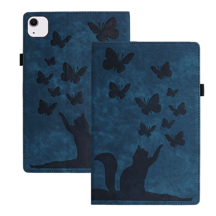 For iPad Air 11 2024 / Air 11 2025 Butterfly Cat Embossing Leather Tablet Case(Dark Blue) - iPad Air 11 2025 / 2024 Cases by buy2fix | Online Shopping UK | buy2fix