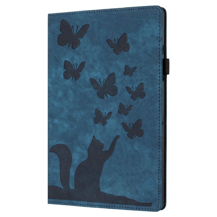 For iPad Pro 13 2024 Butterfly Cat Embossing Leather Tablet Case(Dark Blue) - iPad Pro 13 2024 Cases by buy2fix | Online Shopping UK | buy2fix