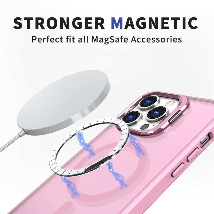 For iPhone 15 Pro Metal Invisible Camera Holder MagSafe Magnetic Phone Case(Pink) - iPhone 15 Pro Cases by buy2fix | Online Shopping UK | buy2fix