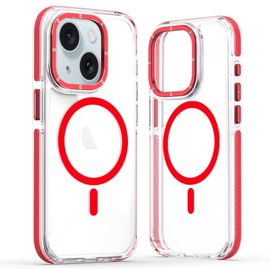 For iPhone 14 Plus Dual-Color Clear Acrylic Hybrid TPU MagSafe Phone Case(Red) - iPhone 14 Plus Cases by buy2fix | Online Shopping UK | buy2fix