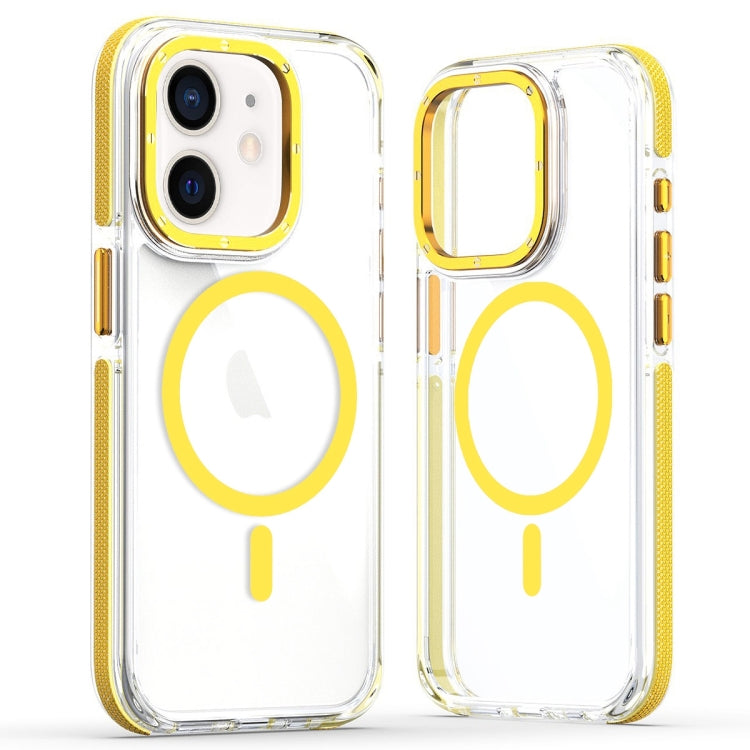 For iPhone 11 Dual-Color Clear Acrylic Hybrid TPU MagSafe Phone Case(Yellow) - iPhone 11 Cases by buy2fix | Online Shopping UK | buy2fix