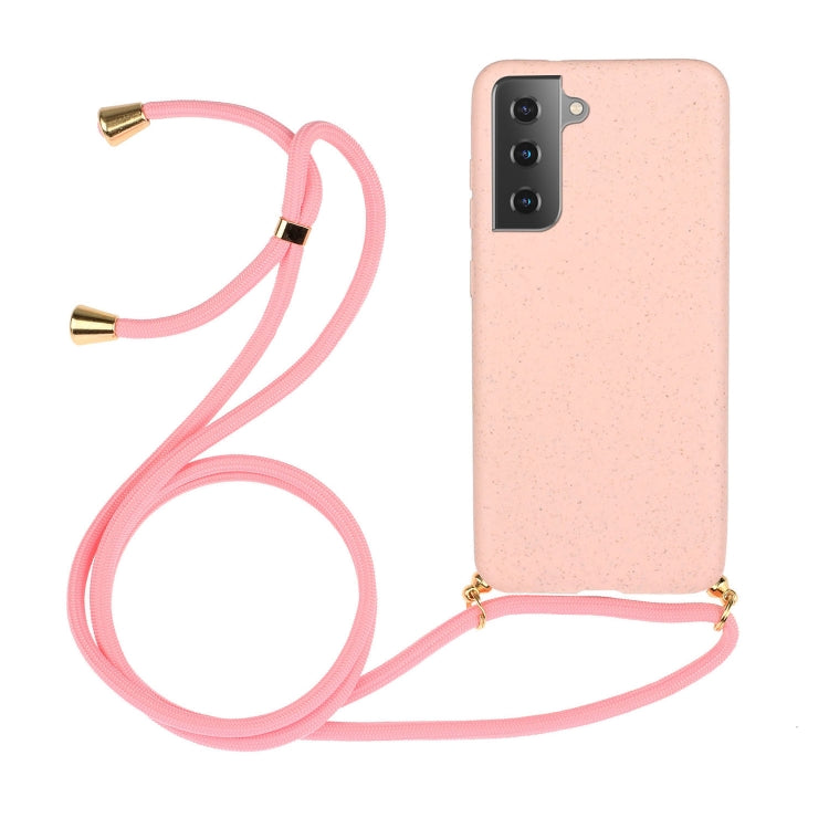 For Samsung Galaxy A15 5G Wheat Straw Material + TPU Phone Case with Lanyard(Pink) - Galaxy Phone Cases by buy2fix | Online Shopping UK | buy2fix