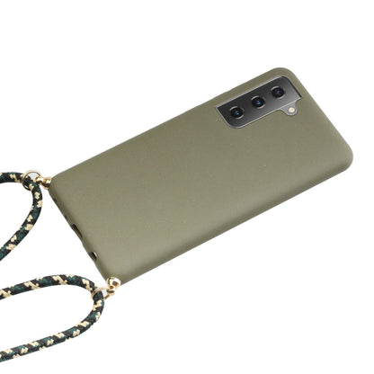 For Samsung Galaxy S24+ 5G Wheat Straw Material + TPU Phone Case with Lanyard(Army Green) - Galaxy S24+ 5G Cases by buy2fix | Online Shopping UK | buy2fix