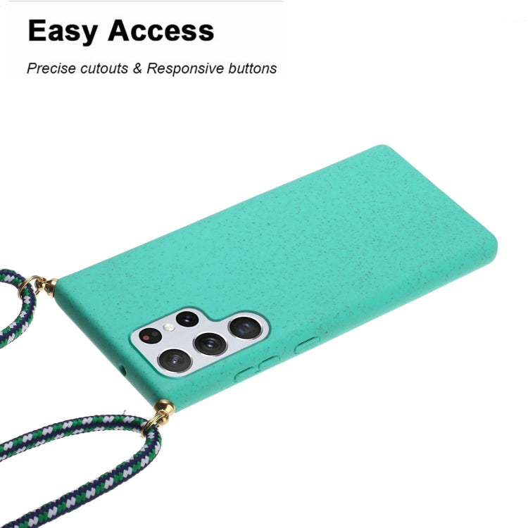 For Samsung Galaxy S24 Ultra 5G Wheat Straw Material + TPU Phone Case with Lanyard(Green) - Galaxy S24 Ultra 5G Cases by buy2fix | Online Shopping UK | buy2fix