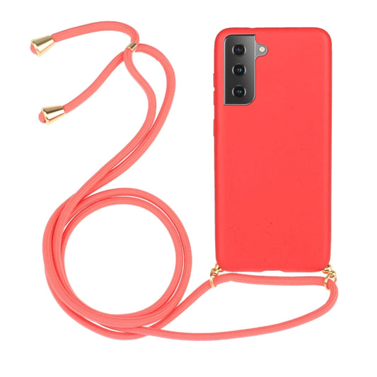 For Samsung Galaxy A25 Global Wheat Straw Material + TPU Phone Case with Lanyard(Red) - Galaxy Phone Cases by buy2fix | Online Shopping UK | buy2fix