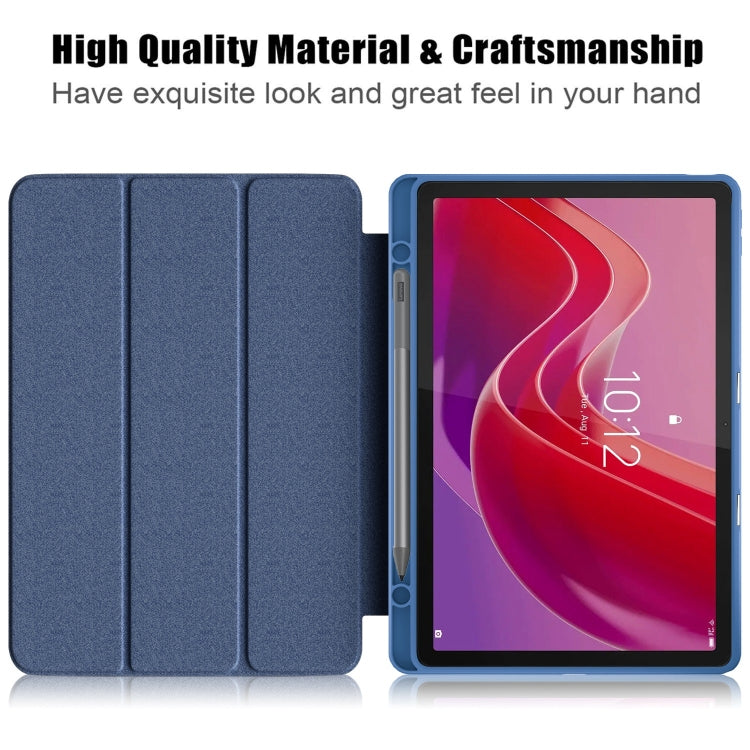 For Lenovo Tab M11 / Xiaoxin Pad 2024 Acrylic 3-Fold Solid Color Smart Leather Tablet Case(Dark Blue) - Lenovo by buy2fix | Online Shopping UK | buy2fix