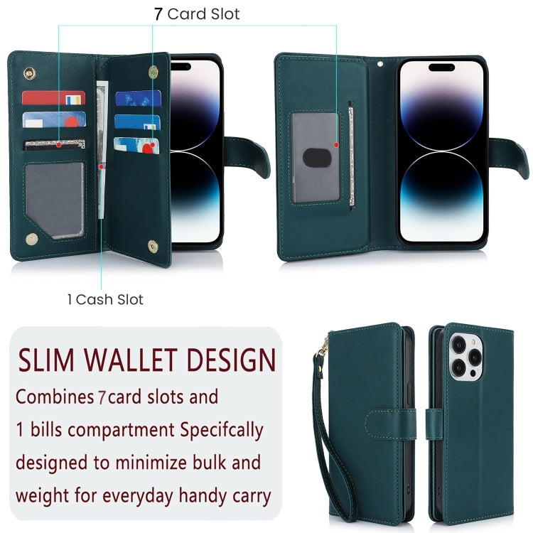 For iPhone 16 Pro Multi-Card Wallet RFID Leather Phone Case(Green) - iPhone 16 Pro Cases by buy2fix | Online Shopping UK | buy2fix