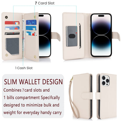 For iPhone 16 Pro Max Multi-Card Wallet RFID Leather Phone Case(Apricot) - iPhone 16 Pro Max Cases by buy2fix | Online Shopping UK | buy2fix