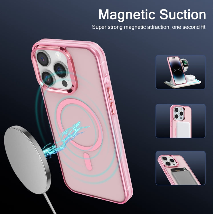 For iPhone 15 Pro Electroplated IMD Magsafe PC Hybrid TPU Phone Case(Pink) - iPhone 15 Pro Cases by buy2fix | Online Shopping UK | buy2fix