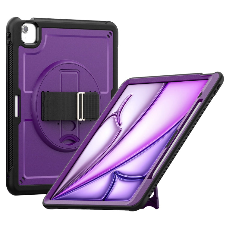 For iPad Air 13 2024 Honeycomb Hand Grip Turntable Stand Tablet Case(Purple) - iPad Air 13 2024 Cases by buy2fix | Online Shopping UK | buy2fix