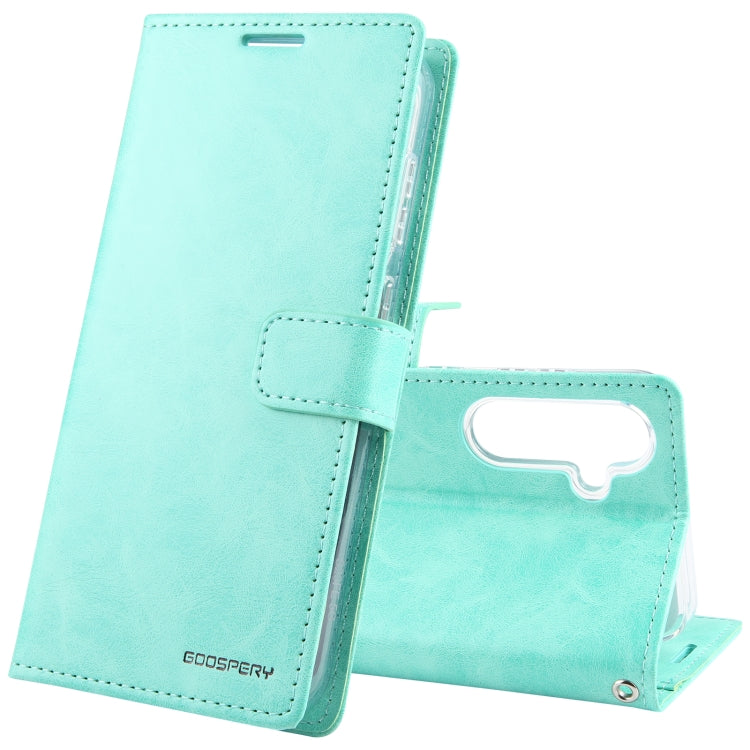 For Samsung Galaxy S24 5G GOOSPERY BLUE MOON Crazy Horse Texture Leather Phone Case(Mint Green) - Galaxy S24 5G Cases by GOOSPERY | Online Shopping UK | buy2fix