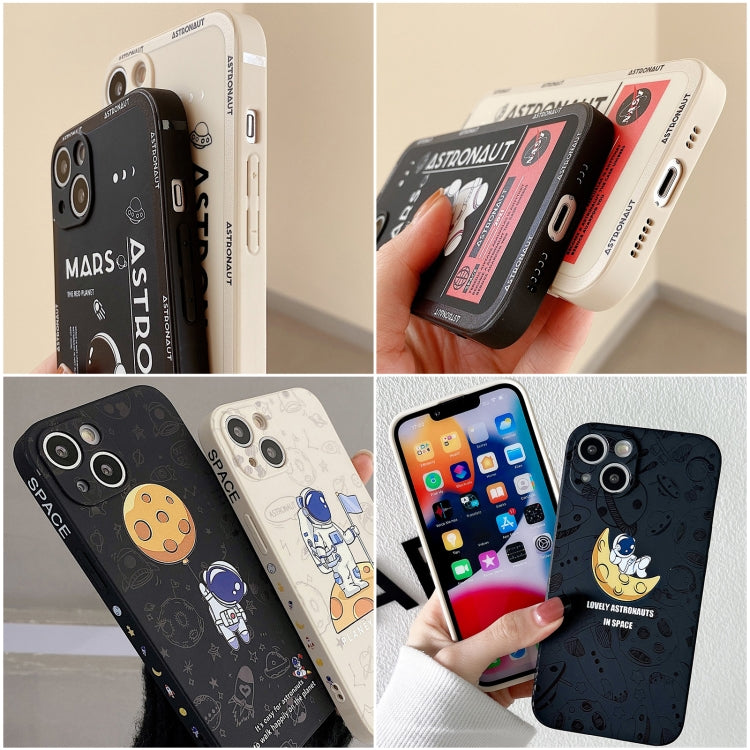 For iPhone 16 Pro Astronaut Pattern Silicone Straight Edge Phone Case(Mars Astronaut-White) - iPhone 16 Pro Cases by buy2fix | Online Shopping UK | buy2fix