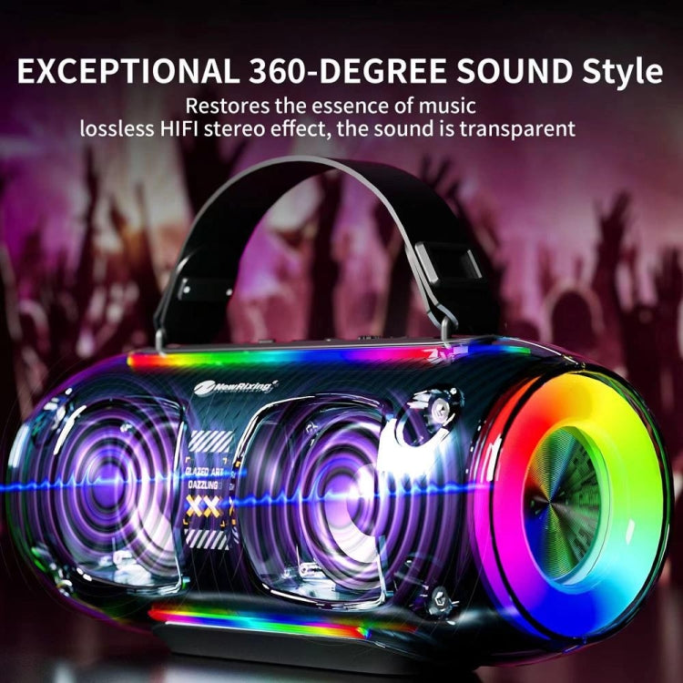 New Rixing NR8806 Portable Outdoor Wireless Bluetooth Speaker RGB Colorful Subwoofer, Style:Single Mic(Blue) - Desktop Speaker by NewRixing | Online Shopping UK | buy2fix