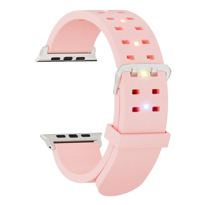 For Apple Watch SE 44mm Luminous Colorful Light Silicone Watch Band(Pink) - Watch Bands by buy2fix | Online Shopping UK | buy2fix