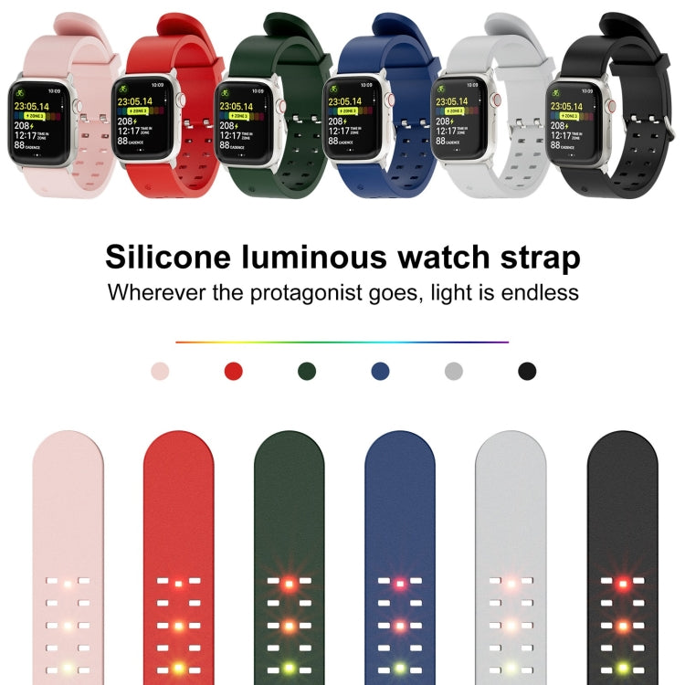 For Apple Watch Series 5 44mm Luminous Colorful Light Silicone Watch Band(Red) - Watch Bands by buy2fix | Online Shopping UK | buy2fix