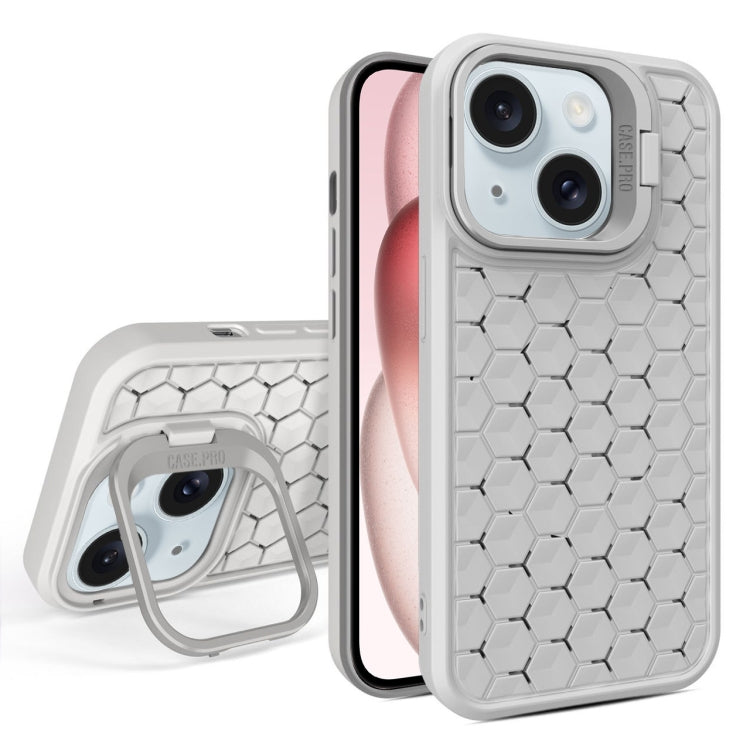 For iPhone 15 Plus Honeycomb Radiating Lens Holder Magsafe Phone Case(Grey) - iPhone 15 Plus Cases by buy2fix | Online Shopping UK | buy2fix