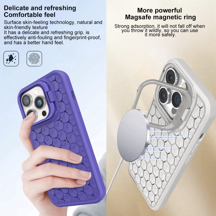 For iPhone 13 Pro Max Honeycomb Radiating Lens Holder Magsafe Phone Case(Grey) - iPhone 13 Pro Max Cases by buy2fix | Online Shopping UK | buy2fix