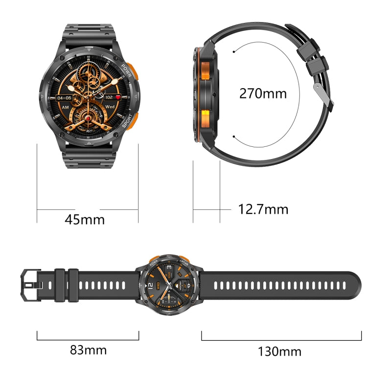 LEMFO AK59 1.43 inch AMLOED Round Screen Steel Strap Smart Watch(Gold) - Smart Watches by LEMFO | Online Shopping UK | buy2fix