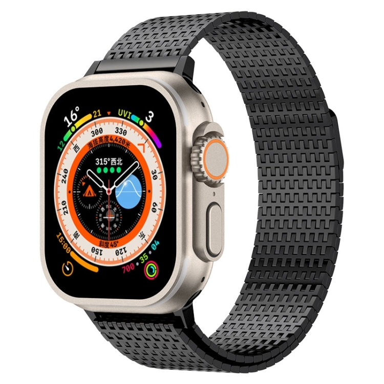 For Apple Watch Series 8 45mm Milanese Loop Magnetic Clasp Stainless Steel Watch Band(Black) - Watch Bands by buy2fix | Online Shopping UK | buy2fix